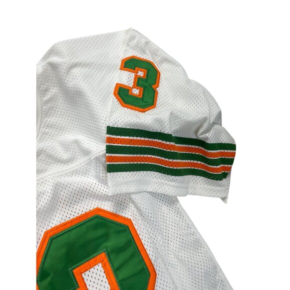 Mitchell Ness Miami Hurricanes #13 Football Jersey White  green Size 54 SKU 9004 - Picture 4 of 13